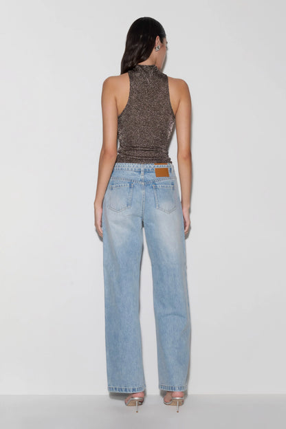 Nikki Lurex Top With Hardware Gunmetal