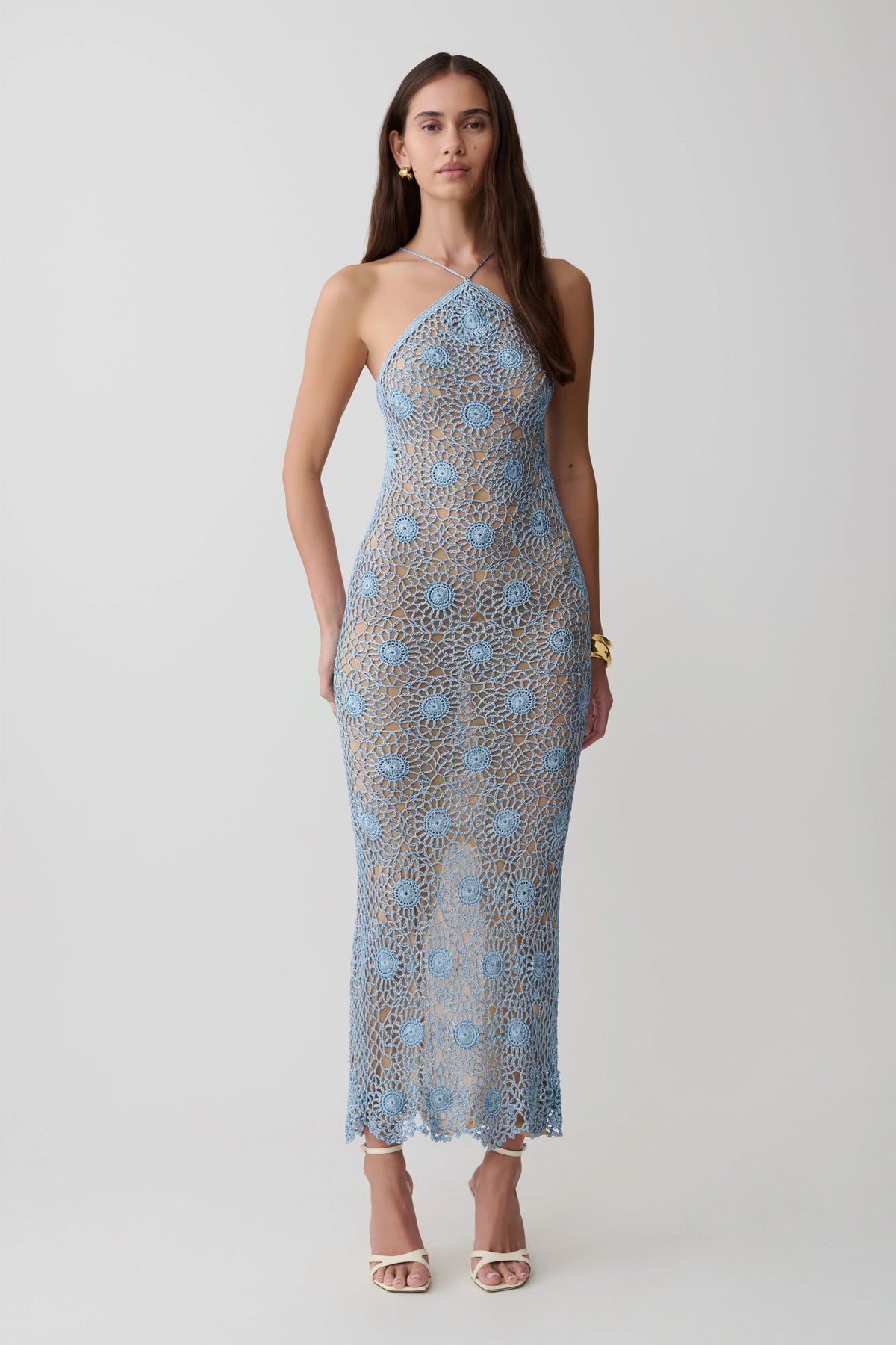 Sam Halter Hand Crochet Maxi Dress Periwinkle