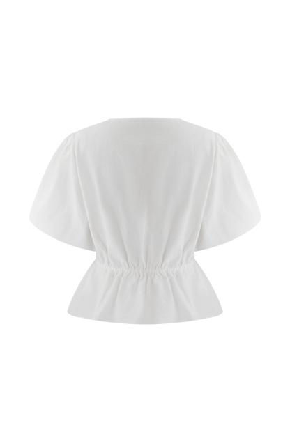 Emilie Puff Sleeve Cotton Top White