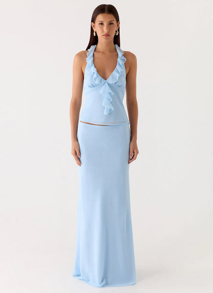 Star Girl Chiffon Maxi Skirt Blue