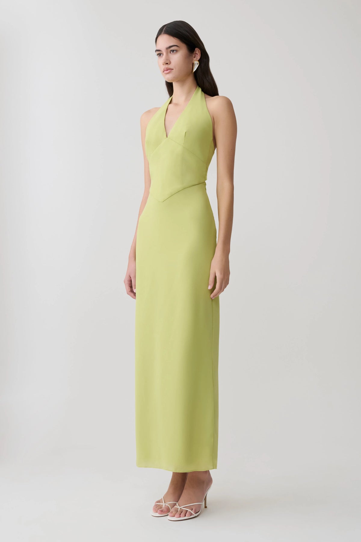 Valentina Chiffon Halter Maxi Dress Pistachio