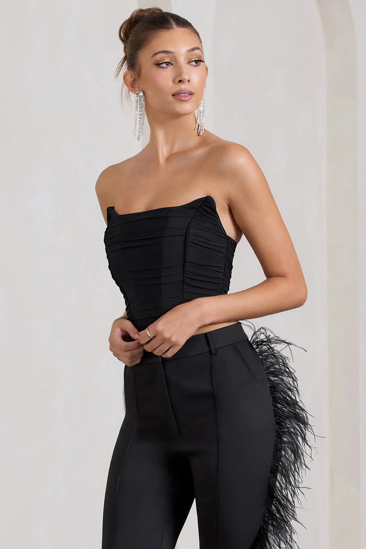 Obsessed Black Bandeau Mesh Corset Style Crop Top