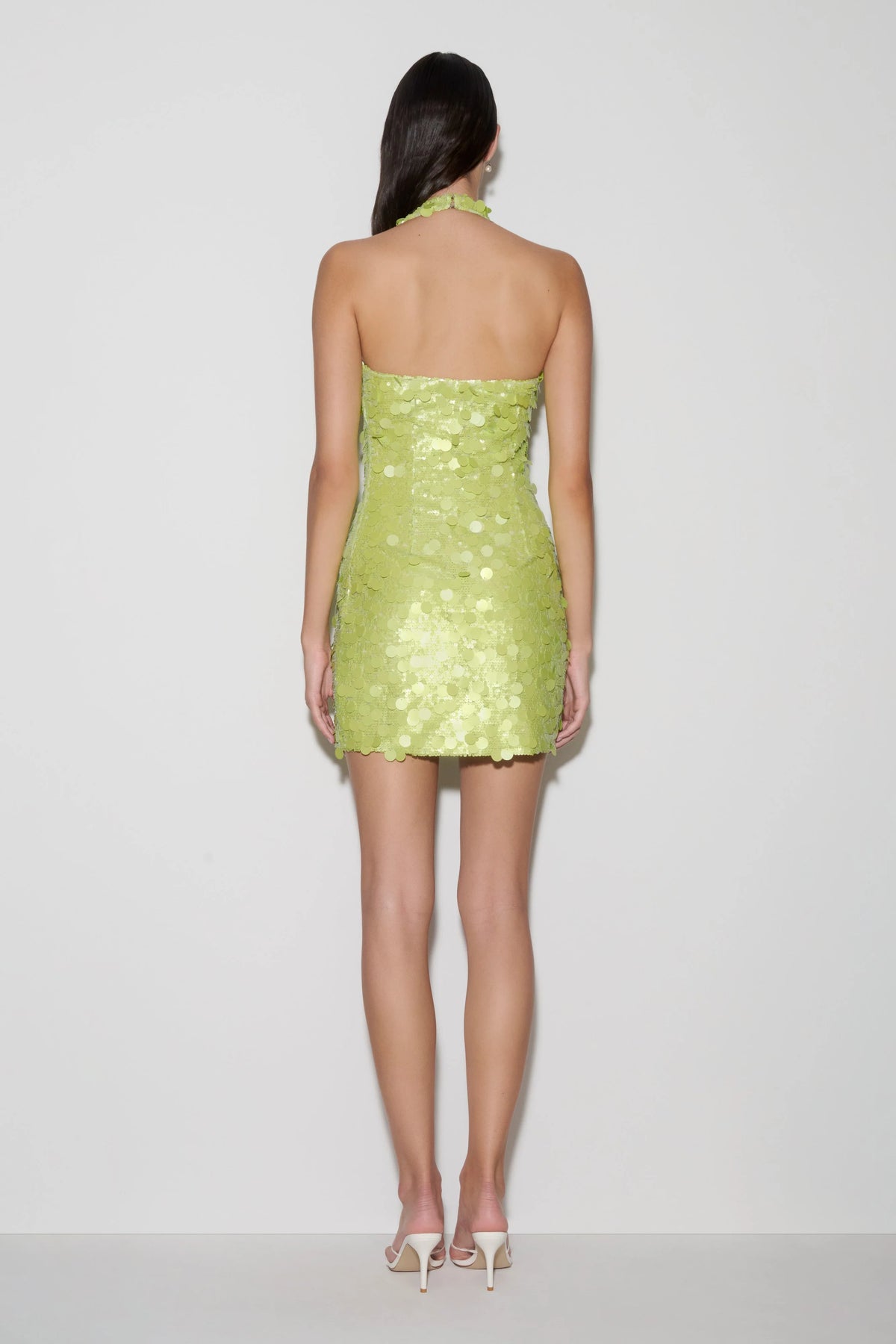 Caralee Sequin Halter Mini Dress Green