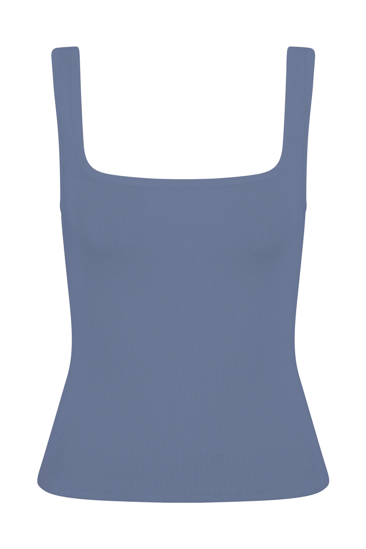 Aisling Ribbed Square Neck Sleeveless Top Cornflower Blue
