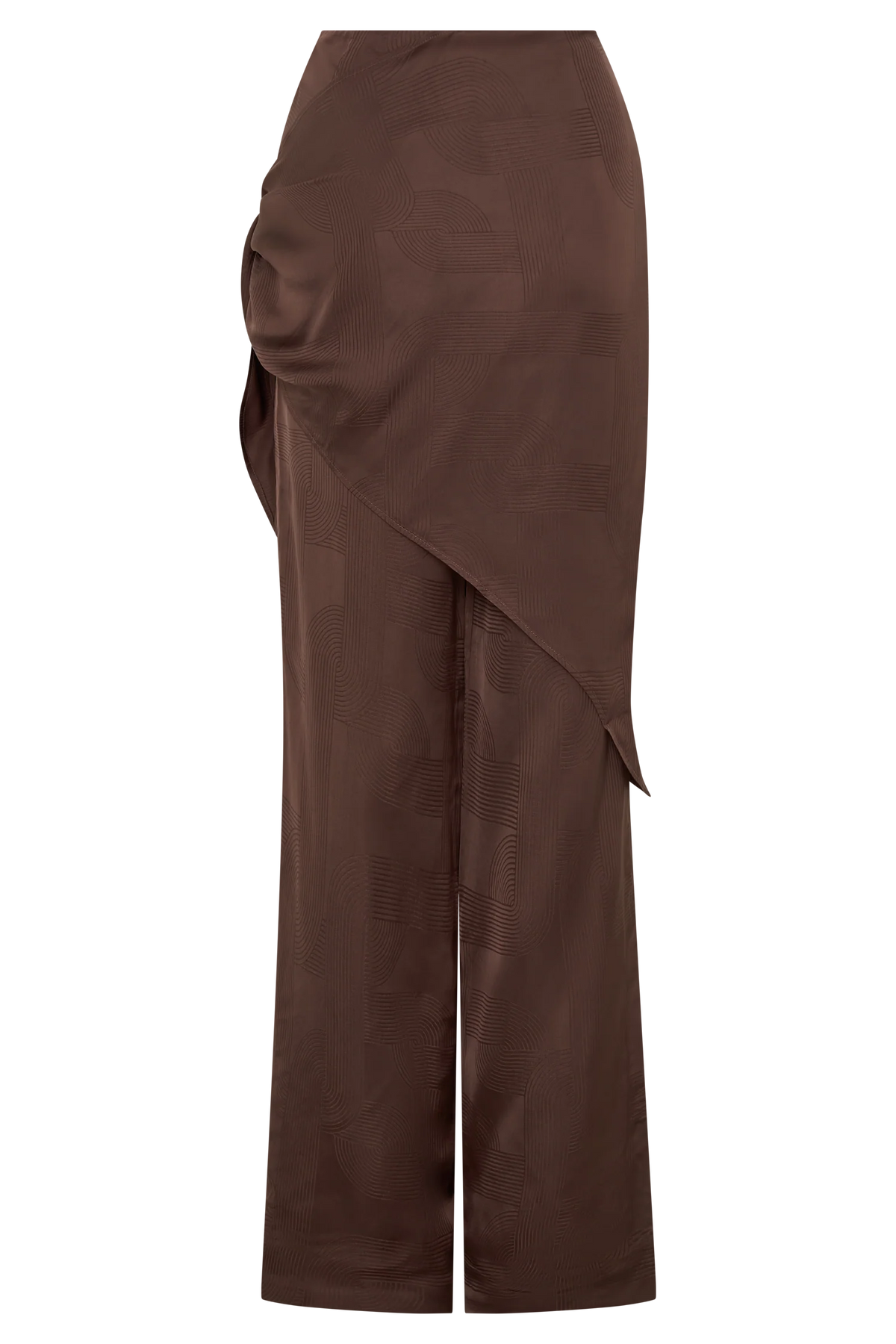 Gia Wrapped Tie Satin Pants Chocolate