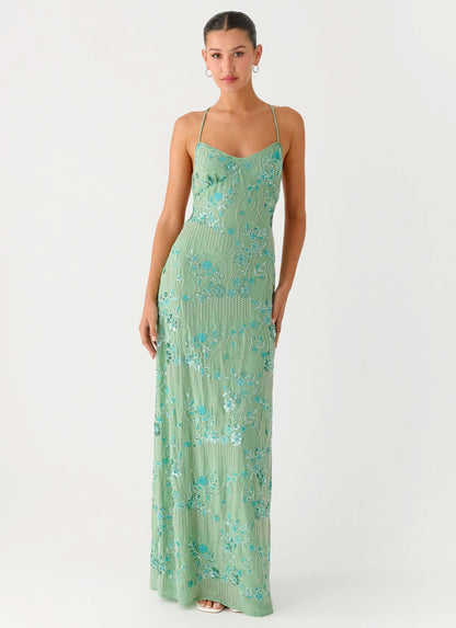 Vietta Sequin Cami Maxi Dress Mint