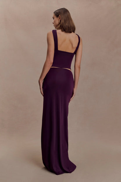 Erina Slinky Open Back Top Aubergine
