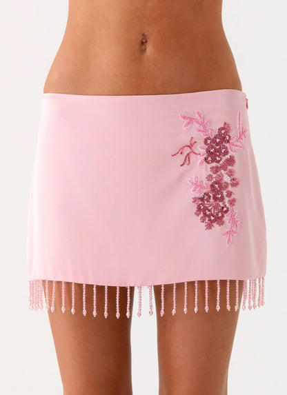 Heavenward Wrap Mini Skirt Pink