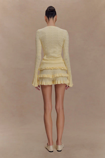 Amy Pointelle Knit Frill Bloomers Lemon