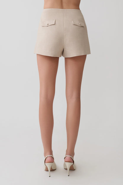 Solenne Suiting Shorts Natural Marle