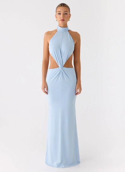 Warning Signs Maxi Dress Blue