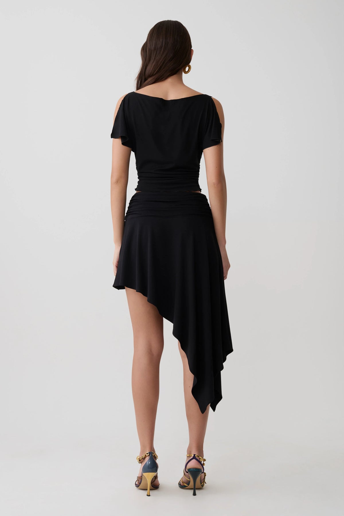 Talise Modal Flounce Short Sleeve Top Black