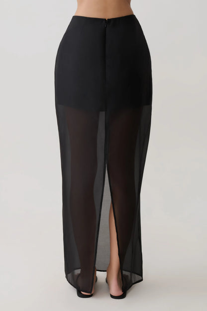 Ximena Organza Maxi Skirt Black