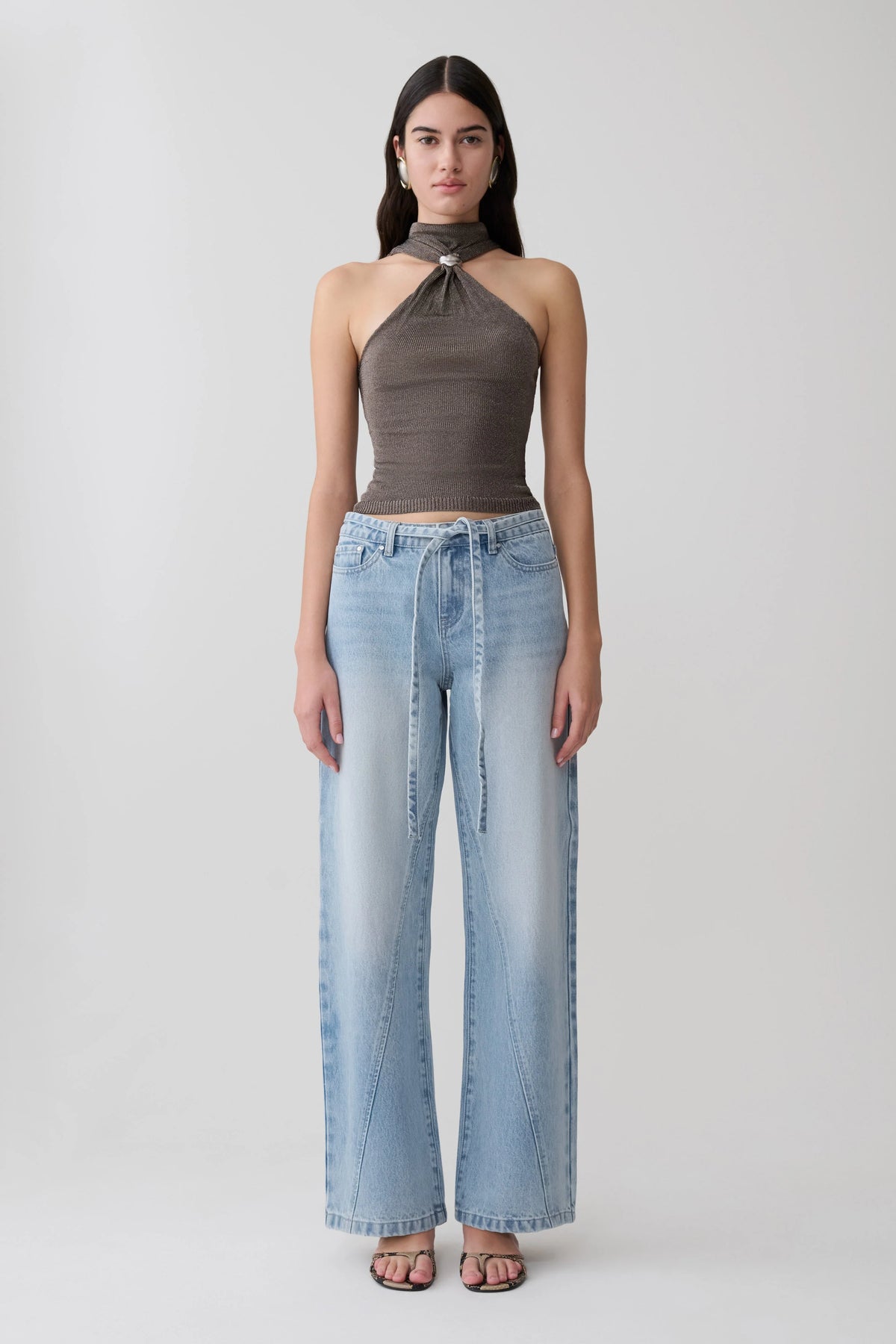 Nikki Lurex Top With Hardware Gunmetal