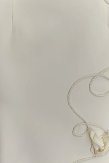 Virginia Suiting Embroidered Midi Dress White
