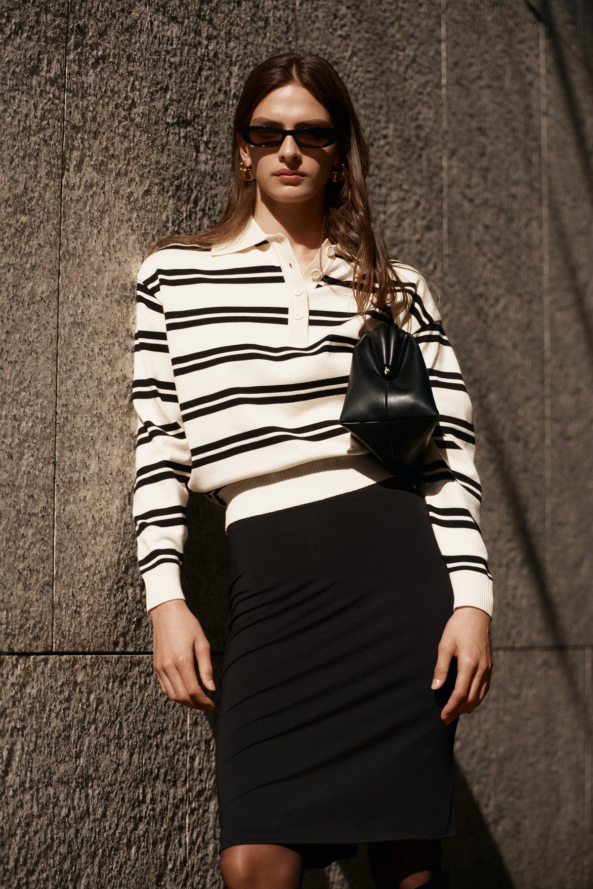 Philly Stripe Long Sleeve Knit Jumper Ivory Black