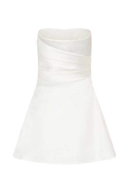 Lora Strapless Satin Mini Dress White
