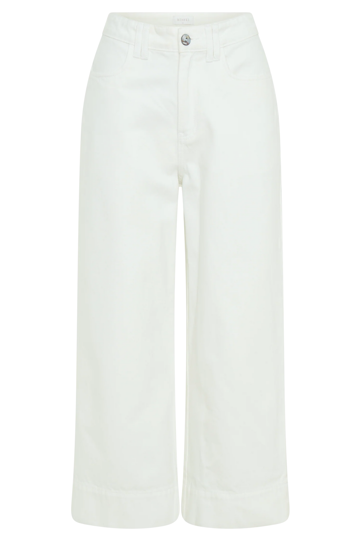 Kaitlyn Cropped Wide Leg Jeans White