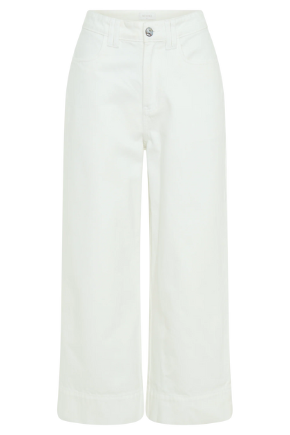 Kaitlyn Cropped Wide Leg Jeans White