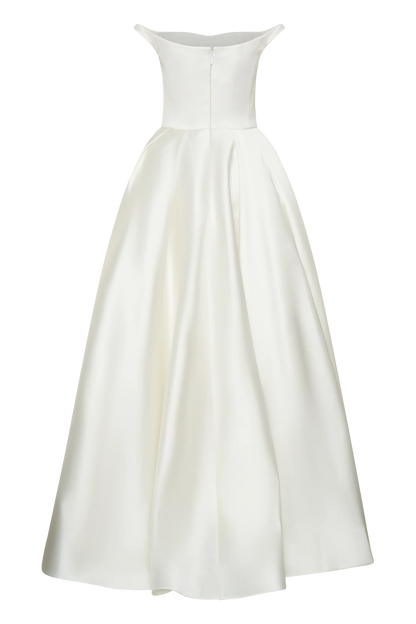 Willow Off Shoulder Satin Maxi Gown White