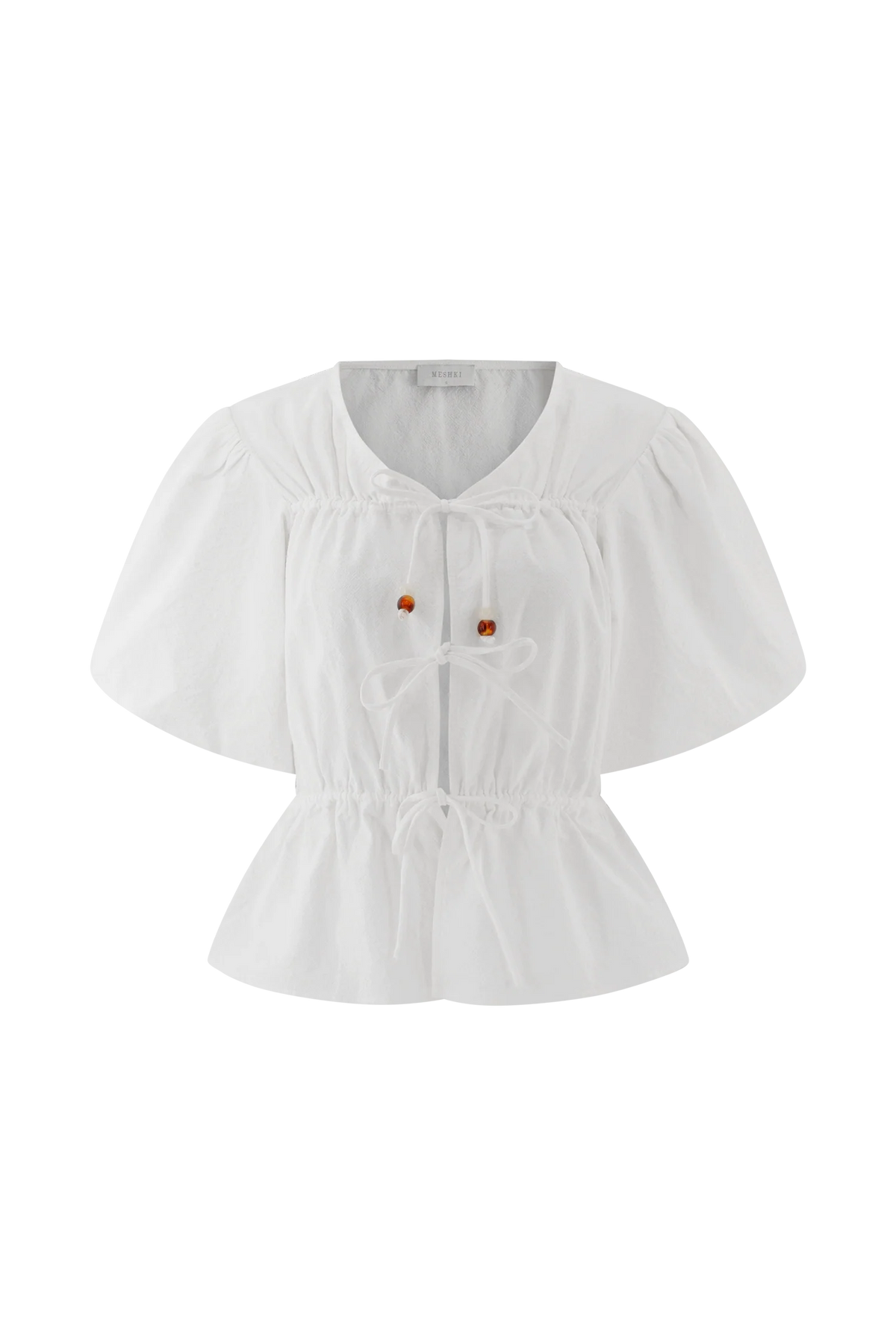 Emilie Puff Sleeve Cotton Top White