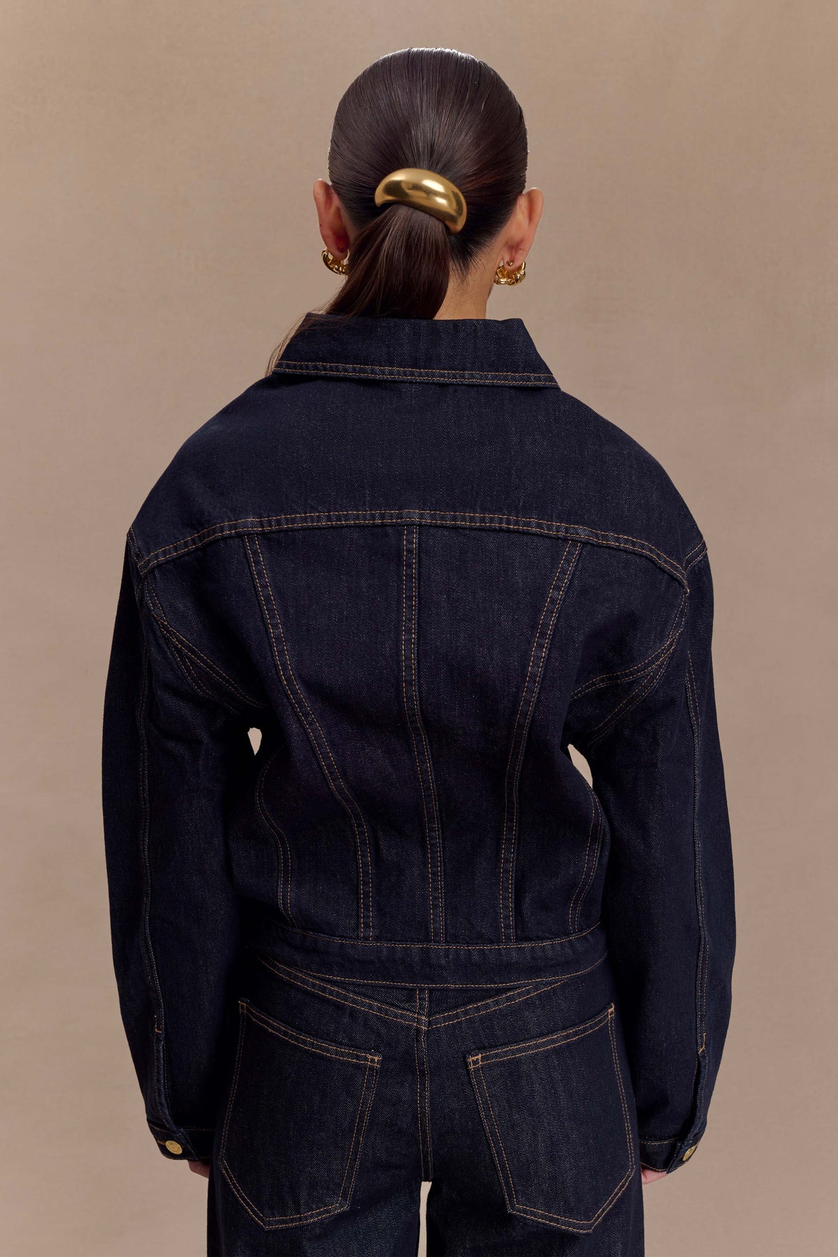 Kirra Cinched Denim Jacket Washed Indigo Blue