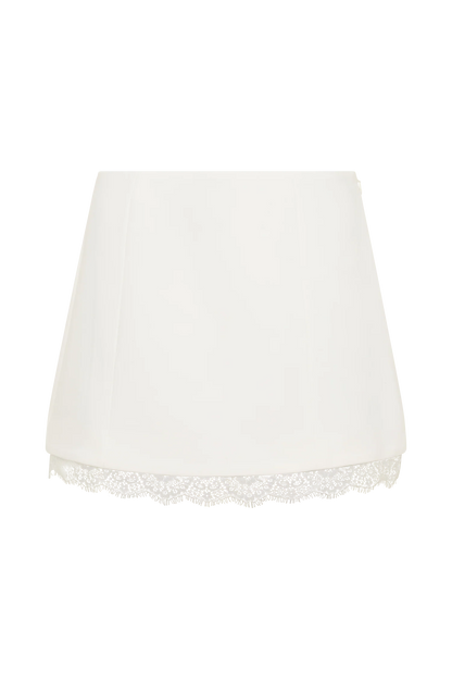 Ariella Suiting Mini Skirt With Lace White