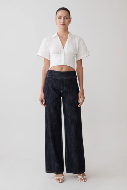 Noelia Tie Back Short Sleeve Shirt White