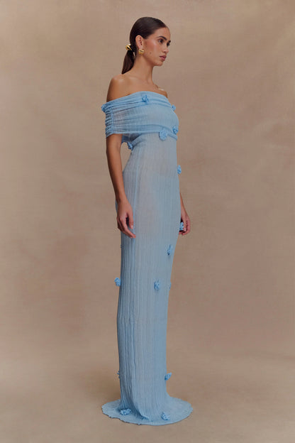 Brynn Orchid Knit Maxi Dress Baby Blue