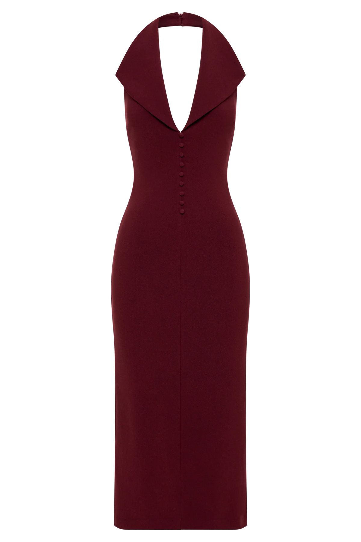Annita Crepe Halter Midi Dress Merlot