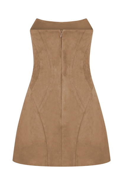 Andy Faux Suede Mini Dress Camel