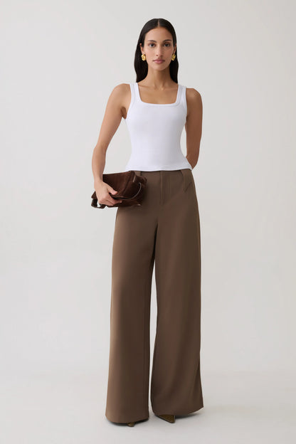Arlo Wide Leg Suiting Trouser Cacao Brown