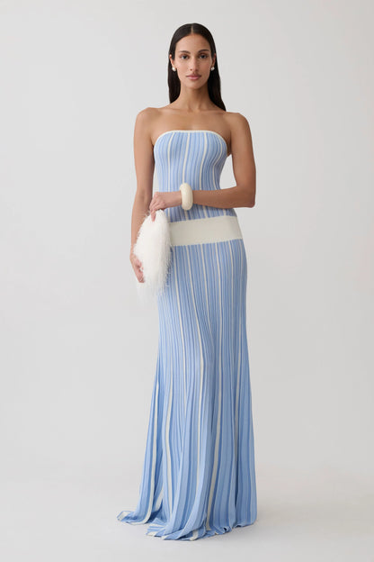 Joyce Stripe Maxi Knit Dress Blue