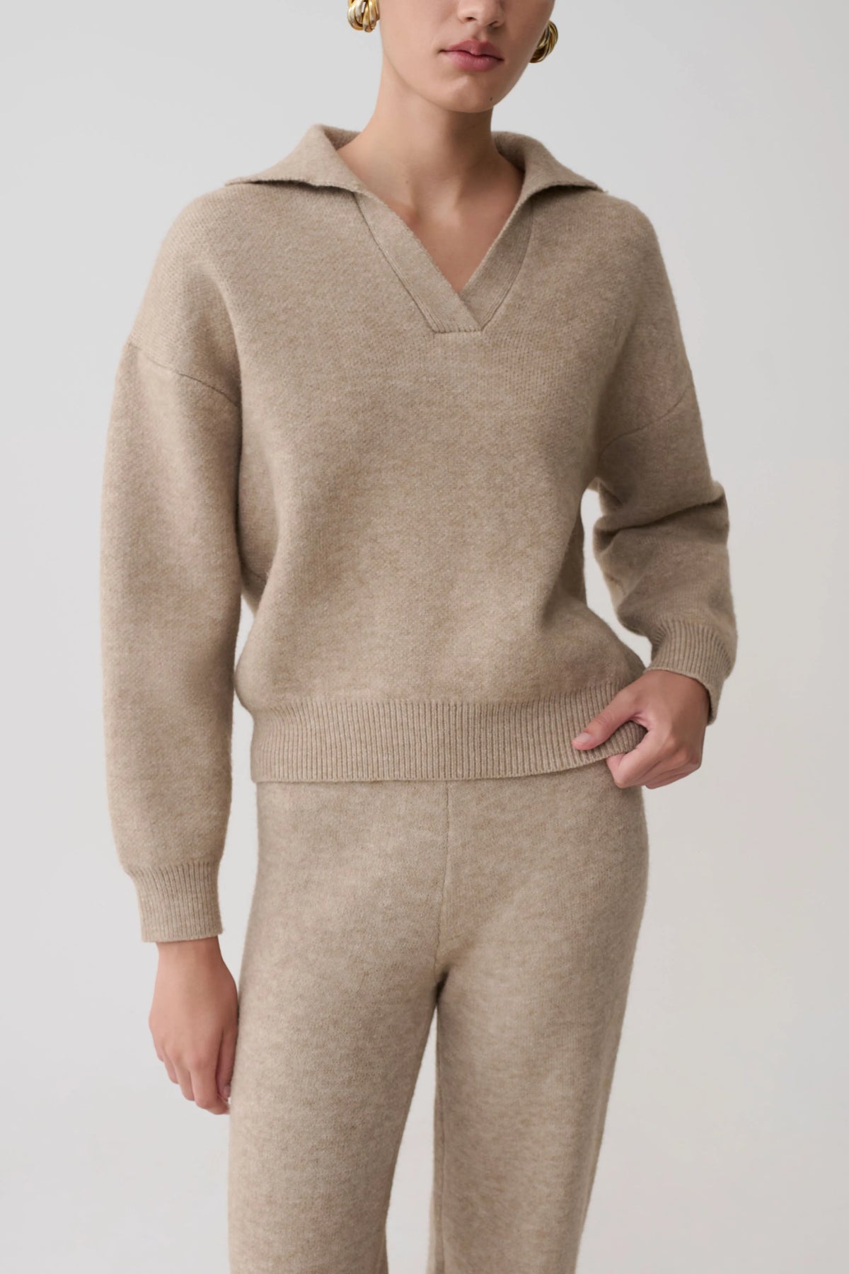 Luca Knit Jumper Beige Marle
