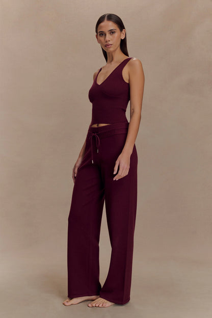 Natalya Ribbed Knit Cami Top Merlot