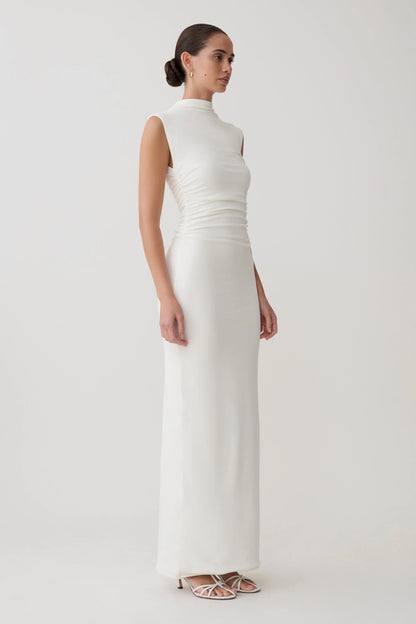 Elliot High Neck Sleeveless Maxi Dress White