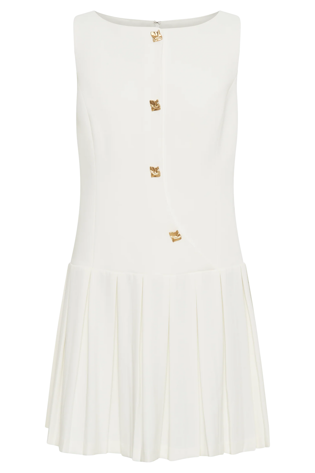 Mackenzie Sleeveless Pleated Mini Dress Ivory