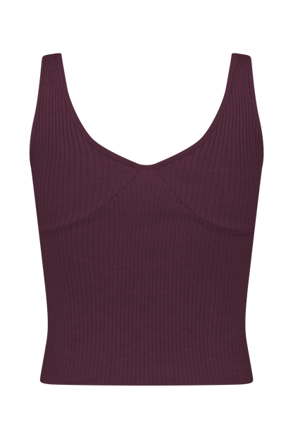 Natalya Ribbed Knit Cami Top Merlot