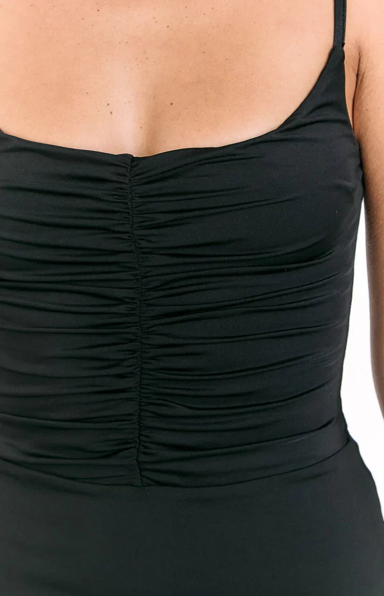 Denzel Black Ruched Mini Dress