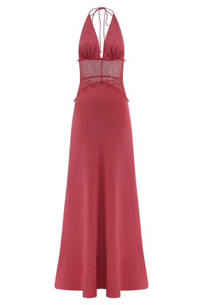 Dinah Lace And Satin Maxi Dress Blush Rose