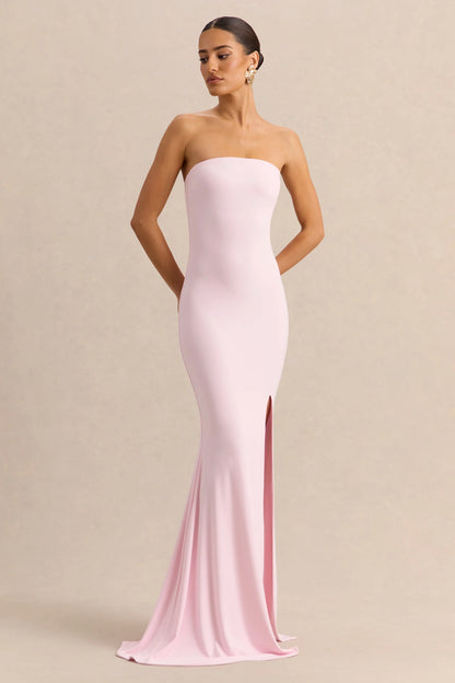 Melva Light Pink Bandeau Maxi Dress