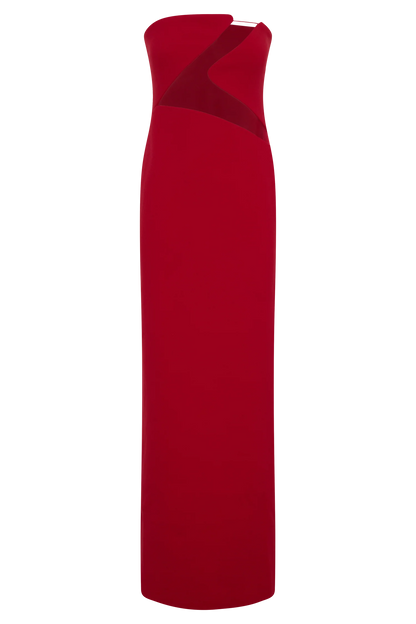 Lianne Strapless Maxi Dress Red