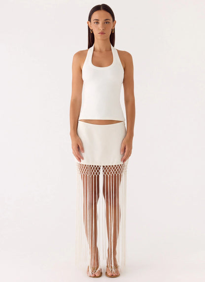 Mania Tassel Mini Skirt Ivory