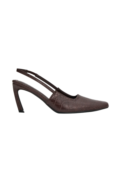 Maren Faux Leather Crocodile Heel Chocolate