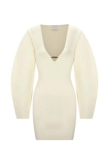 Billy Balloon Sleeve Knit Mini Dress Ivory