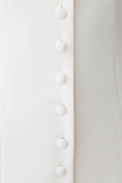 Ariella Button Up Short Sleeves Top White