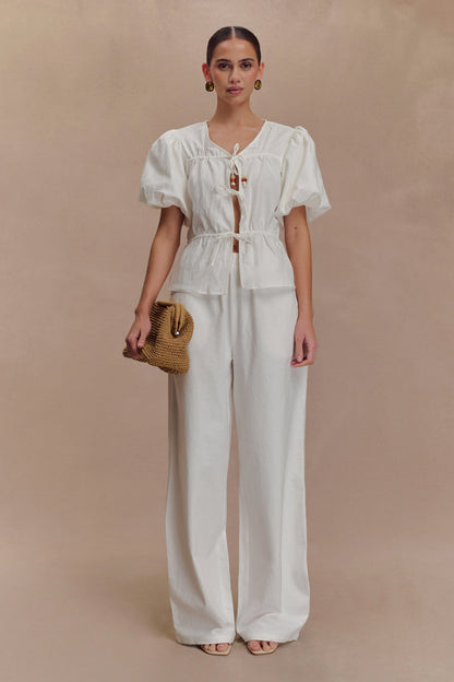 Emilie Puff Sleeve Cotton Top White