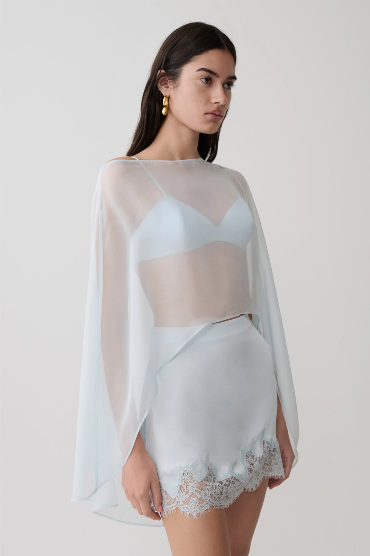 Kirstine Bralette With Chiffon Cape Ice Blue