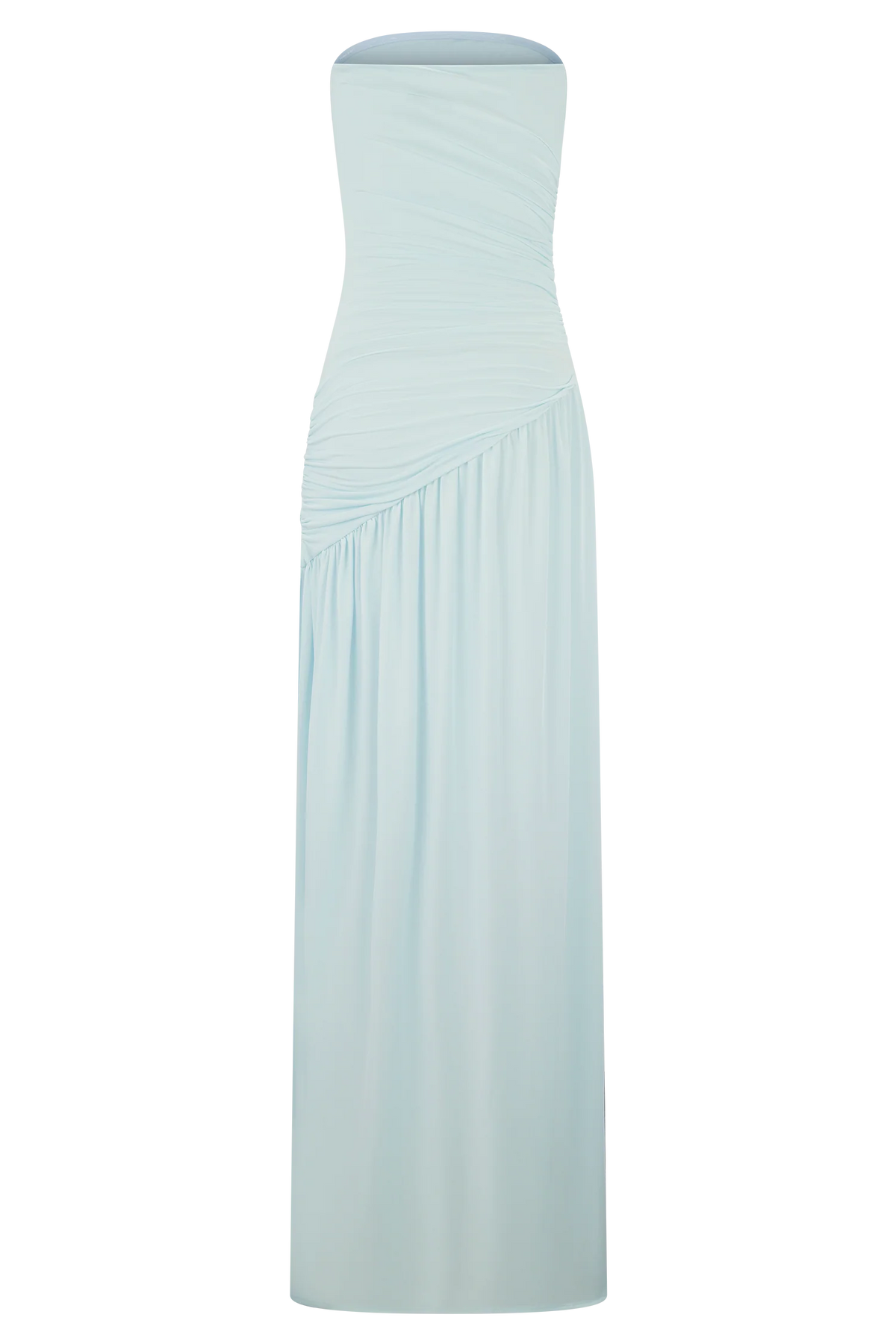 Bex Strapless Slinky Maxi Dress With Split Pale Blue