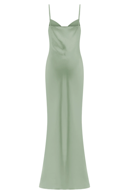 Lilly Sweetheart Satin Maxi Dress Sage